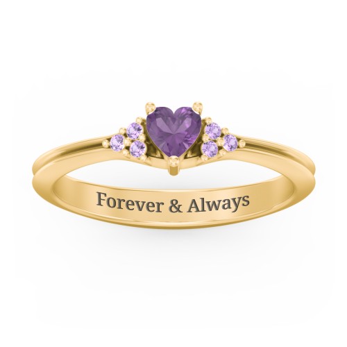 Narrow Heart Ring with Shoulder Accents