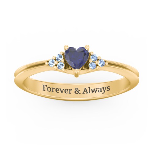 Narrow Heart Ring with Shoulder Accents