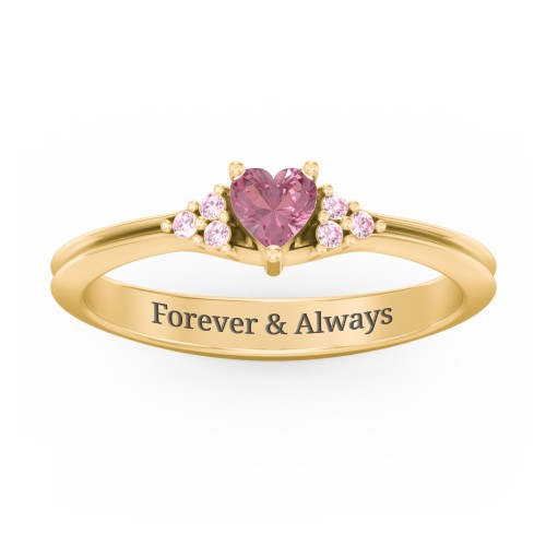 Narrow Heart Ring with Shoulder Accents