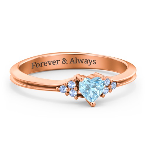 Narrow Heart Ring with Shoulder Accents