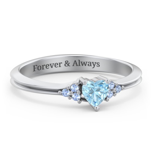 Narrow Heart Ring with Shoulder Accents