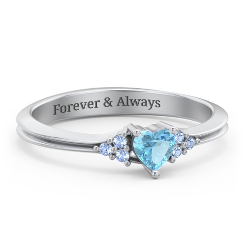 Narrow Heart Ring with Shoulder Accents