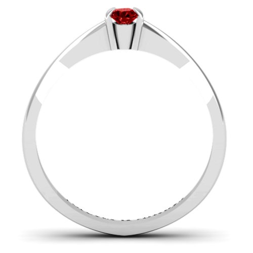 Semi Bezel Set Solitaire Ring – Sterling Silver with Garnet