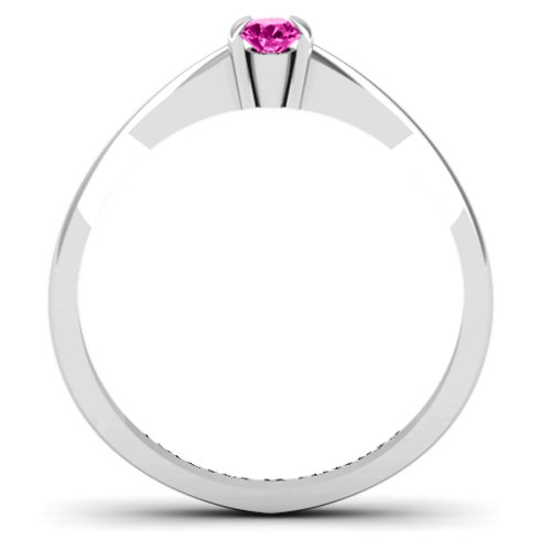 Semi Bezel Set Solitaire Ring – Sterling Silver with Pink Tourmaline