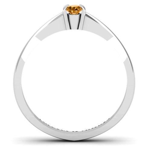Semi Bezel Set Solitaire Ring – Sterling Silver with Citrine
