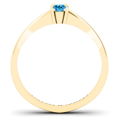 Semi Bezel Set Solitaire Ring – 10K Yellow Gold with Blue Topaz