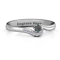 Solitaire Wave Ring with Stone Accents
