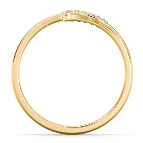 Wave Band Ring with Stone Accents – 10K Yellow Gold with White Premium Zirconia