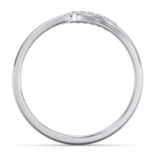 Wave Band Ring with Stone Accents – Sterling Silver with White Premium Zirconia