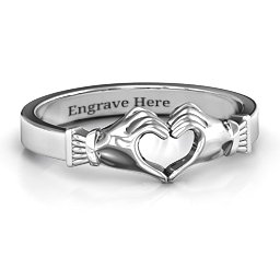 Sculpted Hand Heart Ring in 925 Sterling Silver