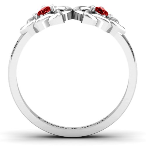 Double Celtic Gemstone Ring – Sterling Silver with Garnet