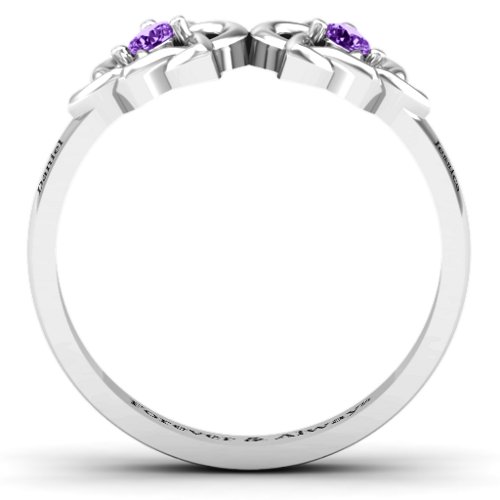 Double Celtic Gemstone Ring – Sterling Silver with Amethyst