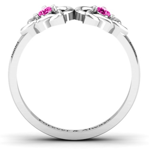 Double Celtic Gemstone Ring – Sterling Silver with Pink Tourmaline