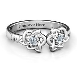 Double Celtic Gemstone Ring in 925 Sterling Silver with Cubic Zirconia