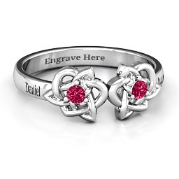 Double Celtic Gemstone Ring in 925 Sterling Silver with Ruby