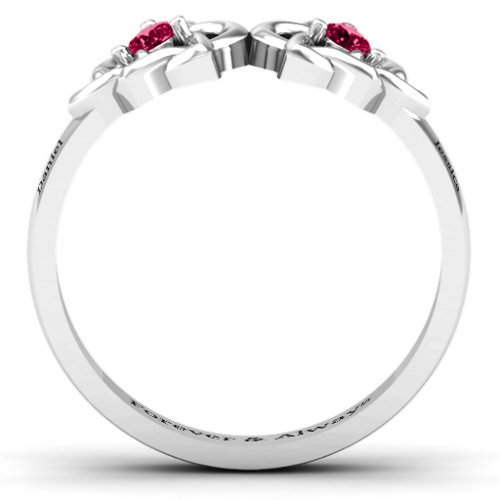 Double Celtic Gemstone Ring – Sterling Silver with Ruby