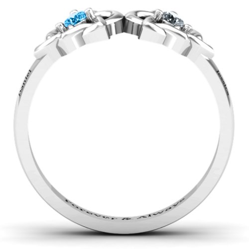 Double Celtic Gemstone Ring – Sterling Silver with Blue Topaz and Cubic Zirconia