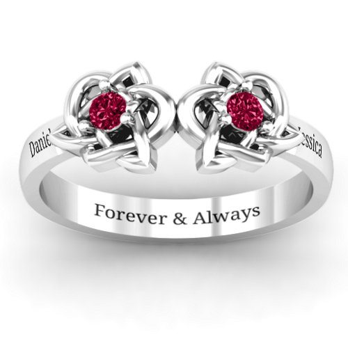 Double Celtic Gemstone Ring – Sterling Silver with Ruby