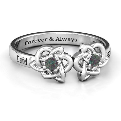 Double Celtic Gemstone Ring – Sterling Silver with Alexandrite
