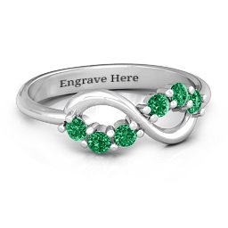 Split Infinity Ring in 925 Sterling Silver with Emerald