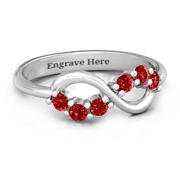 Split Infinity Ring in 925 Sterling Silver with Garnet