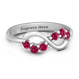 Split Infinity Ring in 925 Sterling Silver with Ruby