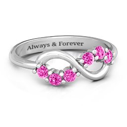 Split Infinity Ring in 925 Sterling Silver with Pink Tourmaline