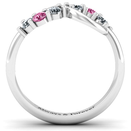Split Infinity Ring – Sterling Silver with Cubic Zirconia and Pink Tourmaline