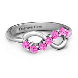 Infinity Ring in 925 Sterling Silver with Pink Tourmaline