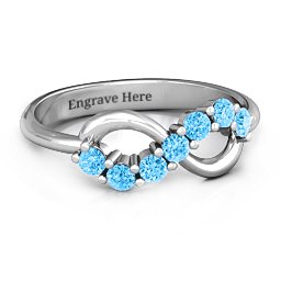 Infinity Ring in 925 Sterling Silver with Blue Topaz