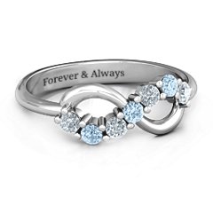 Infinity Ring – Sterling Silver with Cubic Zirconia and Aquamarine