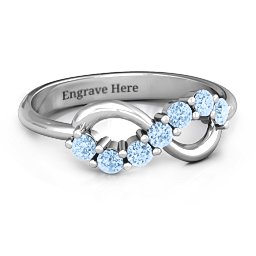 Infinity Ring in 925 Sterling Silver with Aquamarine