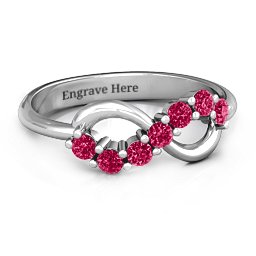 Infinity Ring in 925 Sterling Silver with Ruby