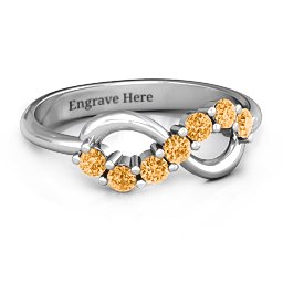 Infinity Ring in 925 Sterling Silver with Citrine