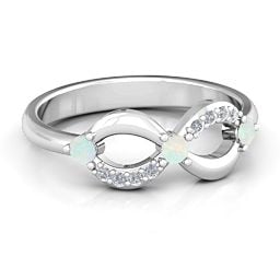 Three Stone Infinity Ring with Accents