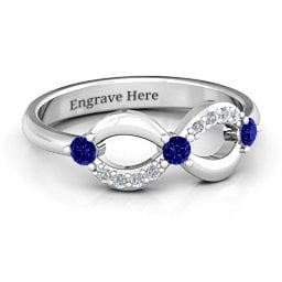 Three Stone Infinity Ring with Accents