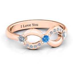 Three Stone Infinity Ring with Accents