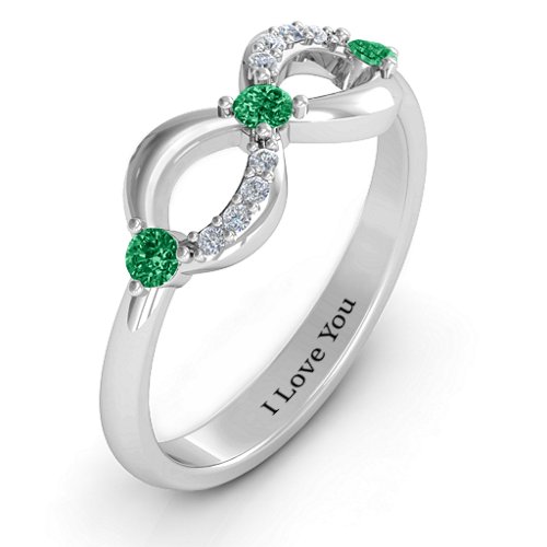 Three Stone Infinity Ring with Accents