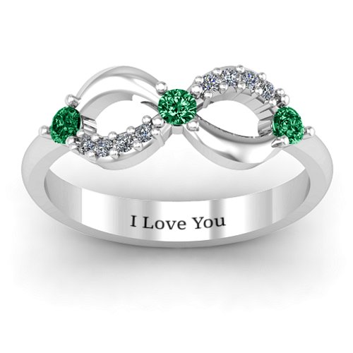 Three Stone Infinity Ring with Accents