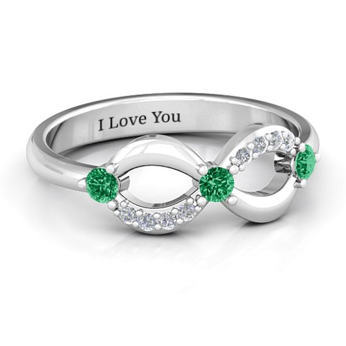 Three Stone Infinity Ring with Accents