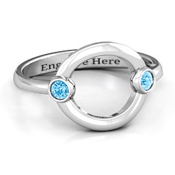 Double Stone Karma Ring in 925 Sterling Silver with Blue Topaz