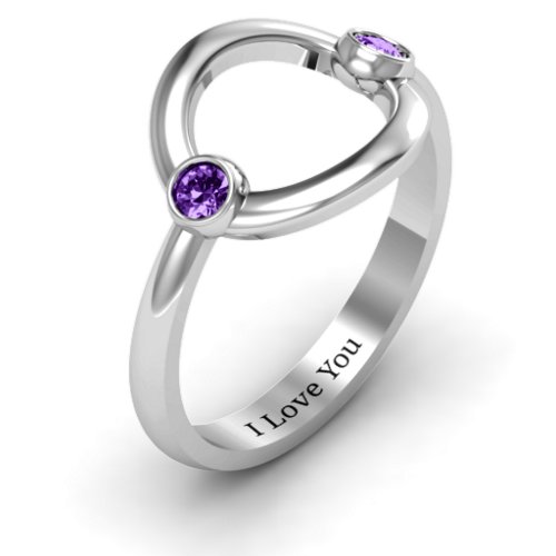 Double Stone Karma Ring – Sterling Silver with Amethyst