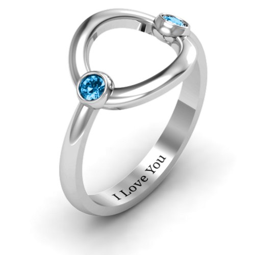 Double Stone Karma Ring – Sterling Silver with Blue Topaz