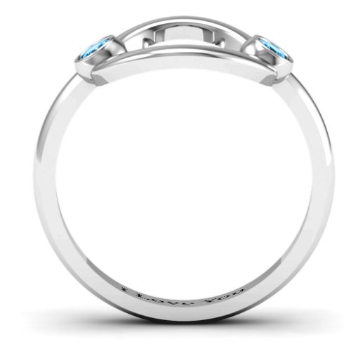 Double Stone Karma Ring – Sterling Silver with Blue Topaz