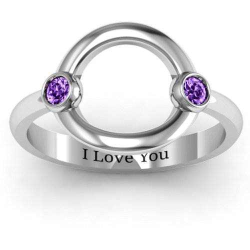 Double Stone Karma Ring – Sterling Silver with Amethyst
