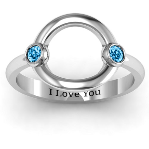 Double Stone Karma Ring – Sterling Silver with Blue Topaz