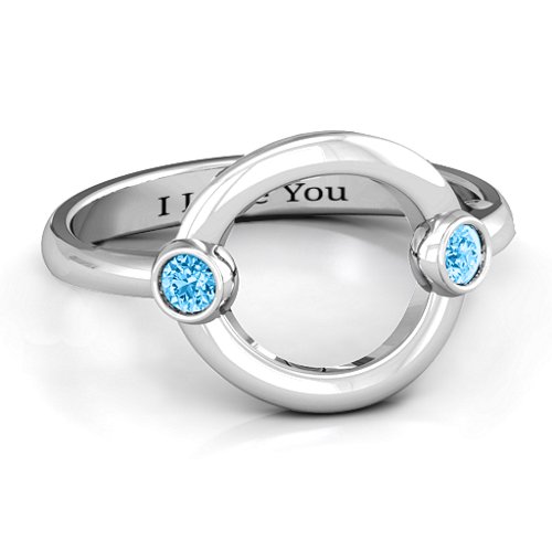 Double Stone Karma Ring – Sterling Silver with Blue Topaz