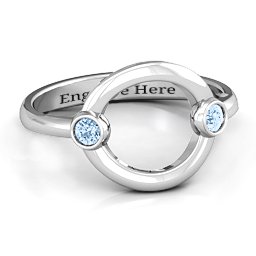 Double Stone Karma Ring in 925 Sterling Silver with Aquamarine