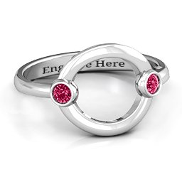 Double Stone Karma Ring in 925 Sterling Silver with Ruby