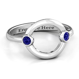 Double Stone Karma Ring in 925 Sterling Silver with Blue Sapphire